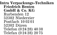 Intra Verpackungs-Techniken Friedrich Benten GmbH & Co. KG