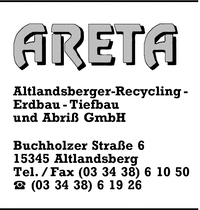 ARETA Altlandsberger-Recycling-Erdbau-Tiefbau und Abri GmbH