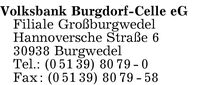 Volksbank Burgdorf-Celle eG Filiale Groburgwedel