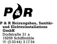 P & R Heizungsbau, Sanitr- und Elektroinstallations GmbH