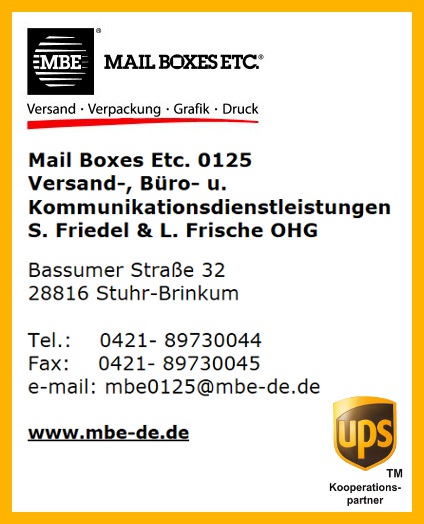 Mail Boxes Etc. 0125 Versand-, Bro- u. Kommunikationsdienstleistungen S. Friedel & L. Frische OHG