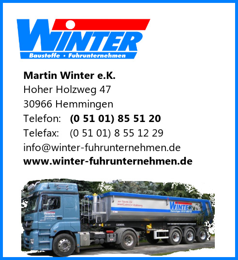 Firma Martin Winter e.K. in Hemmingen - Branche(n): Fuhrunternehmen