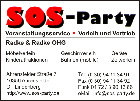 SOS-Party Veranstaltungsservice-Verleih & Vertrieb Radke & Radke OHG