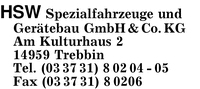 HSW Spezialfahrzeuge und Gertebau GmbH & Co. KG
